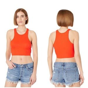 NWOT FREE PEOPLE High Neck Ribbed Crop Top